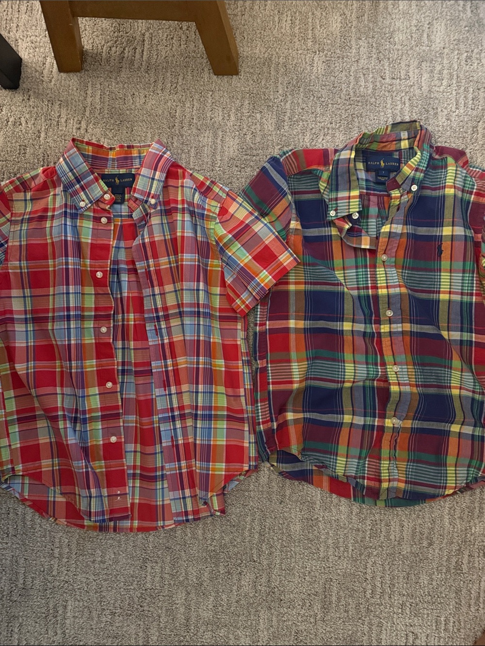 Ralph Lauren Kids' Short-Sleeve Plaid Button-Down Shirt - Red Multi